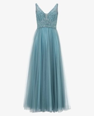 Vestido de fiesta azul turquesa