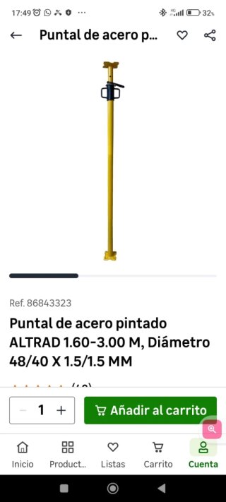 Puntal de obra acero pintado.