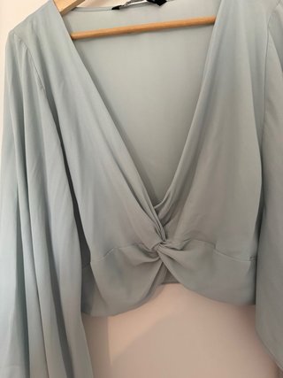 Blusa Zara verde mangas largas