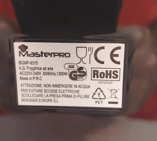 Friggitrice ad aria MasterPro BGMP 9315