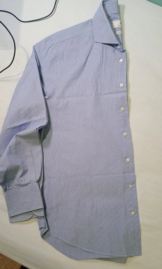 Camisa MACSON Rayas Azules 100% Algodón