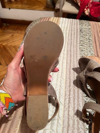 Sandalias cuña lazo ante kaki