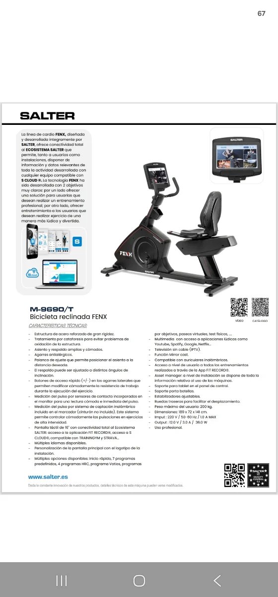 Bicicleta Reclinada Salter FENX M-9680
