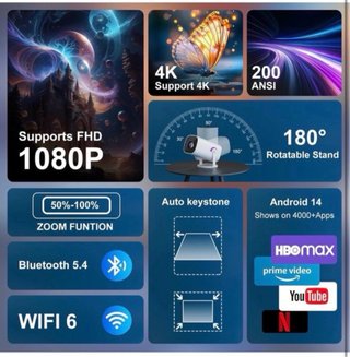 Proyector Portátil 4K Full HD WiFi