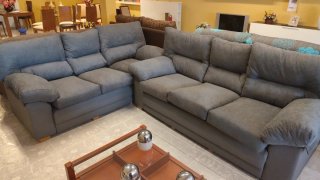 Sofá modular gris tela