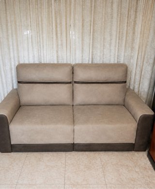 Sofá 2 Plazas Eléctrico Piel Beige