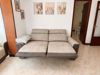Sofá 2 Plazas Eléctrico Piel Beige