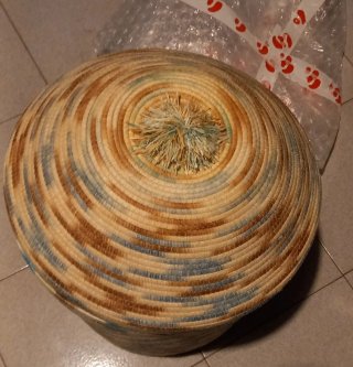Cesto Sardo in Vimini Beige e Blu