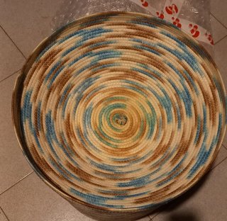 Cesto Sardo in Vimini Beige e Blu