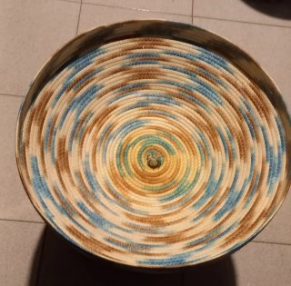 Cesto Sardo in Vimini Beige e Blu