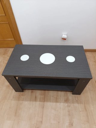 Mesa centro elevable madera y cristal