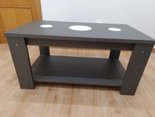 Mesa centro elevable madera y cristal