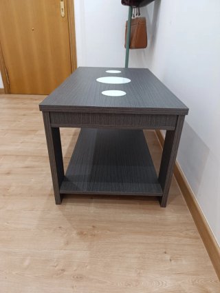 Mesa centro elevable madera y cristal