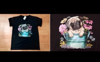 Camiseta negra Carlino Pug Talla M/L (NUEVA!)