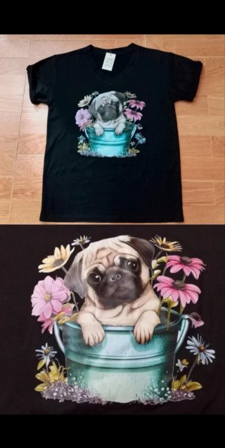 Camiseta negra Carlino Pug Talla M/L (NUEVA!)