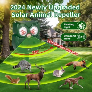 Repelente de animales ultrasónico para exteriores, repelente solar de animales