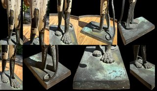 ANTIGUO CANDELABRO MONO BRONCE PINTADO C. 1900