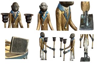 ANTIGUO CANDELABRO MONO BRONCE PINTADO C. 1900