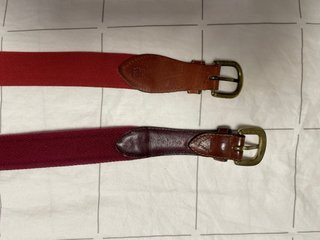 2 Cinturones Talla 110 Marrón y Rojo