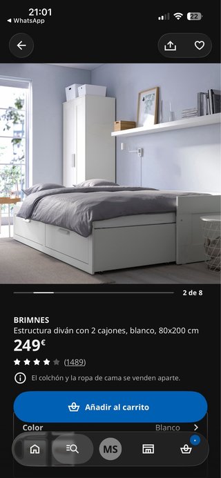 Cama BRIMNES IKEA con cajones