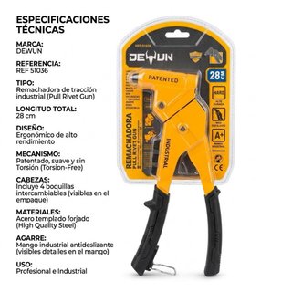 Pistola Remachadora Industrial Dewun 28cm
