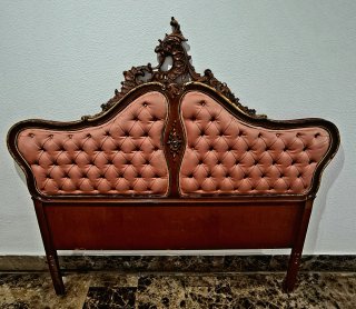Cabecero Estilo Luis XV Tapizado Rosa