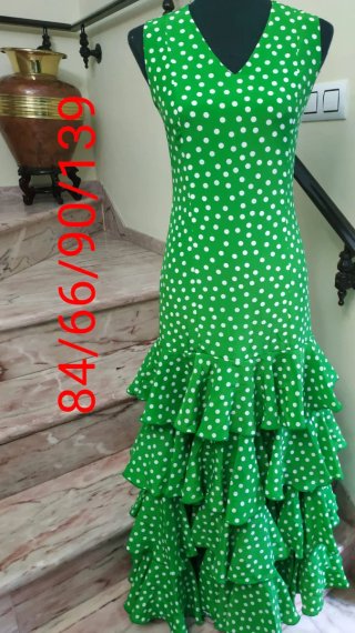 Vestido Flamenca Verde Lunares