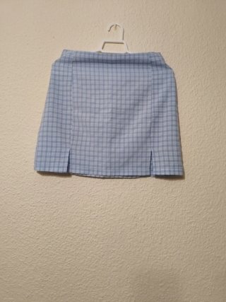 Falda corta cuadros azul