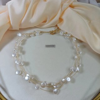 Collar Perlas Flotantes Chapado Oro 18k