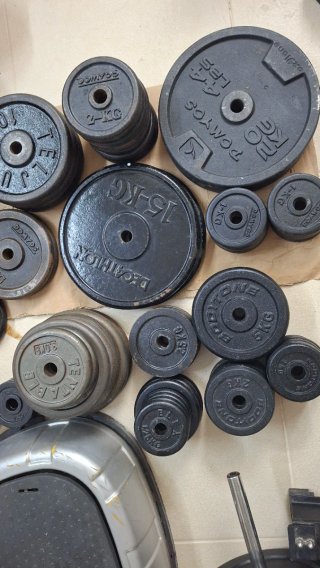 Discos Pesas y barras de Gimnasio