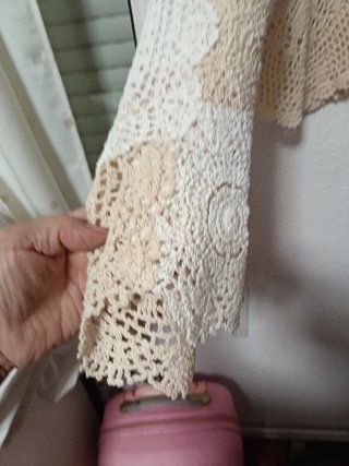 Jersey Zara Crochet Beige y Blanco Talla Única