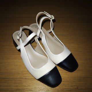 Sandalias D'Angela Beige Punta Negra Talla 37