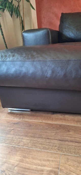 Sofá Chaise Longue de Cuero Marrón