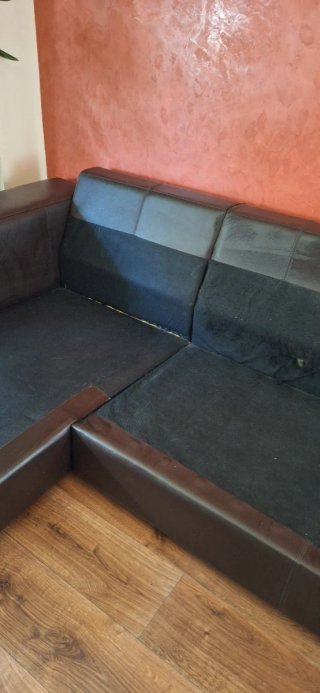 Sofá Chaise Longue de Cuero Marrón