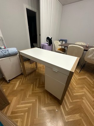 Scrivania JOHNSON 112 cm - Bianco/Marrone