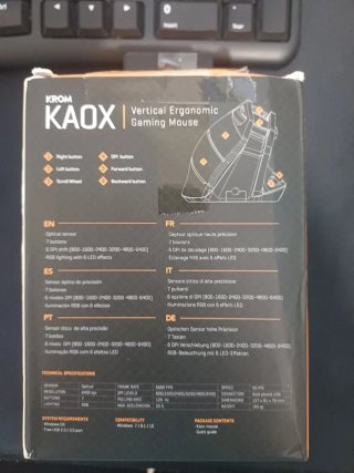 Ratón Vertical Gaming Krom Kaox RGB Óptico Negro