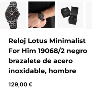 Reloj Lotus Hombre Negro/Dorado SIN USAR