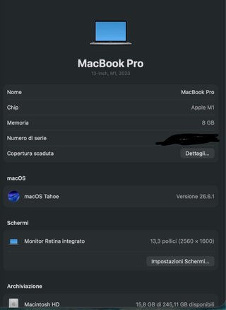 MacBook Pro 13 M1 256GB SSD 8GB RAM