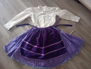 Traje de época blanco y morado para niña de 5 a 9