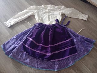 Traje de época blanco y morado para niña de 5 a 9