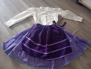 Traje de época blanco y morado para niña de 5 a 9