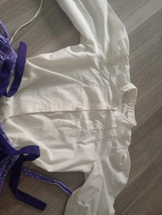 Traje de época blanco y morado para niña de 5 a 9