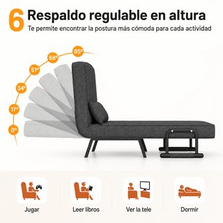Sillón cama 3 en 1 – Gris oscuro