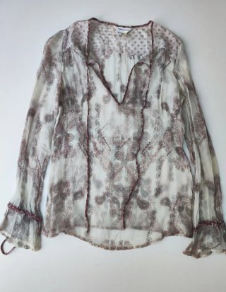 Blusa Zara Seda Vintage Transparente