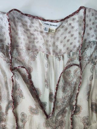 Blusa Zara Seda Vintage Transparente