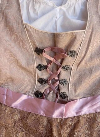 Dirndl Oktoberfest Brocado • Talla L • Beige/Rosa