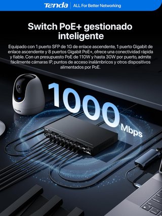 Tenda TEG2210P-8-120W Switch PoE 8 Puertos Gigabit