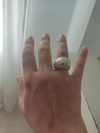 Anillo Plata 925 Diseño rayas cebra.