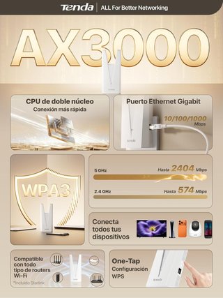 Tenda AX3000 Extensor WiFi 6 Dual-Band