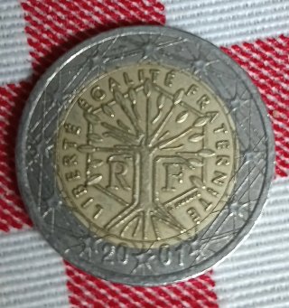 Moneda 2 euros Francia 2001 error acuñación